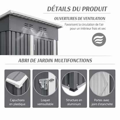 Abris de jardin en métal de 1m2