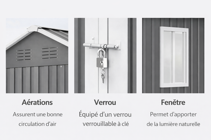 Abris de jardin en métal de 2,89m2