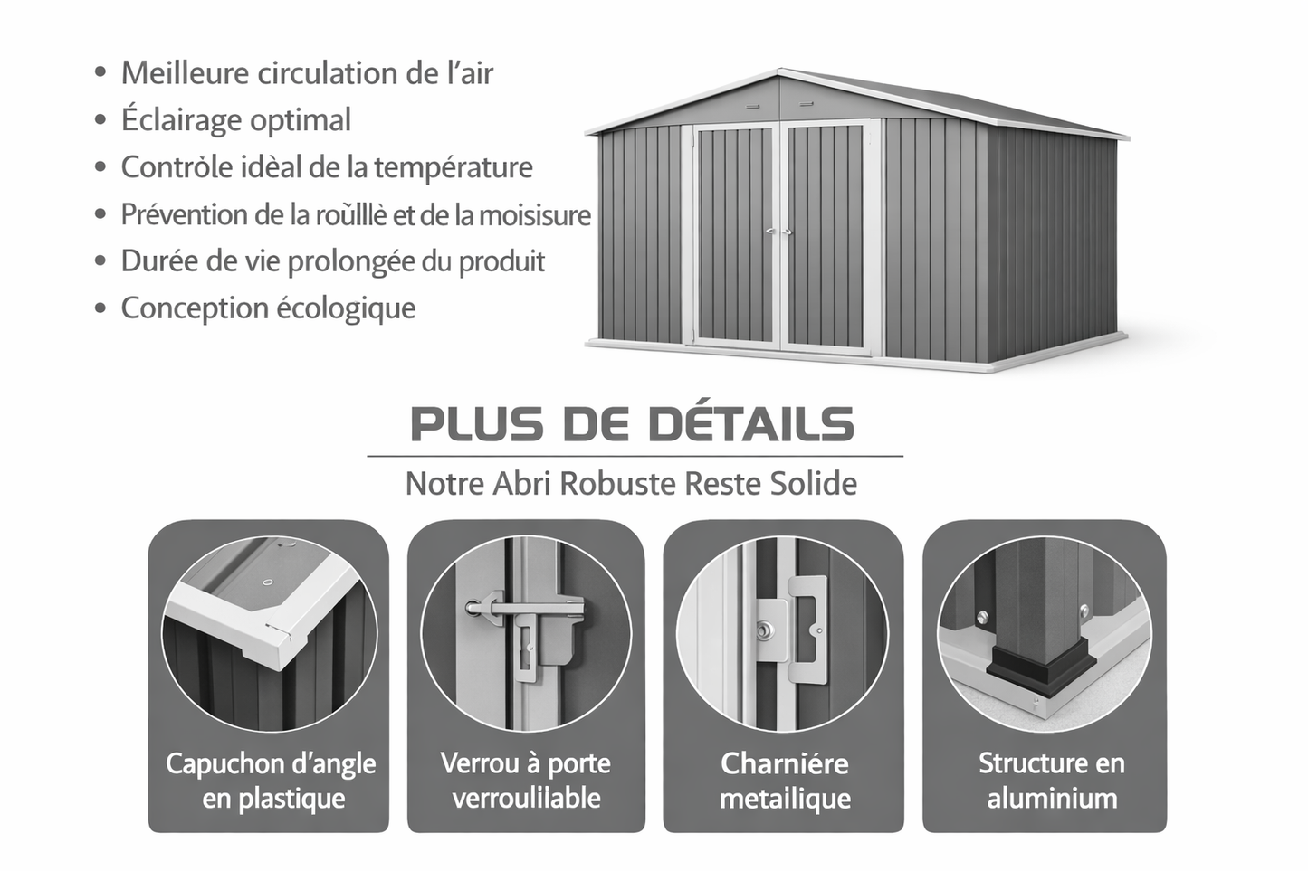 Abris de jardin en métal de 6,90m2