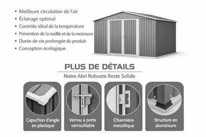 Abris de jardin en métal de 6,90m2