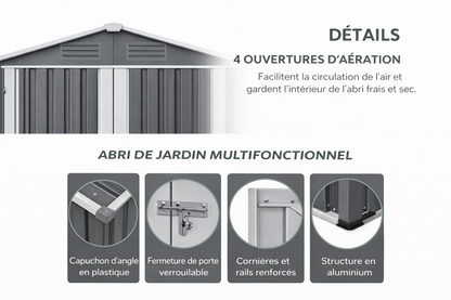 Abris de jardin en métal de 2,21m2